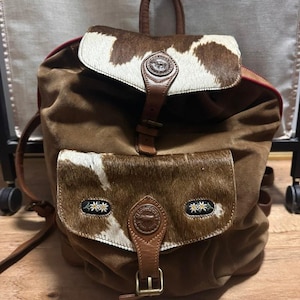 Vintage 70s-90s Michel Jordi Cowhide Suede Leather Backpack  display picture 2