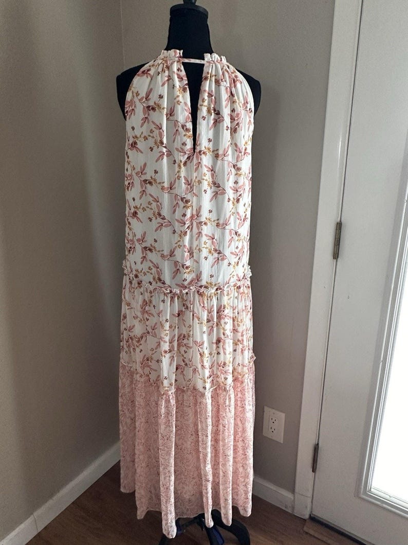 Anthropologie Drew Naomi Boho Rosa Ärmelloses Floral Maxi Kleid Gr. XS Bild 14