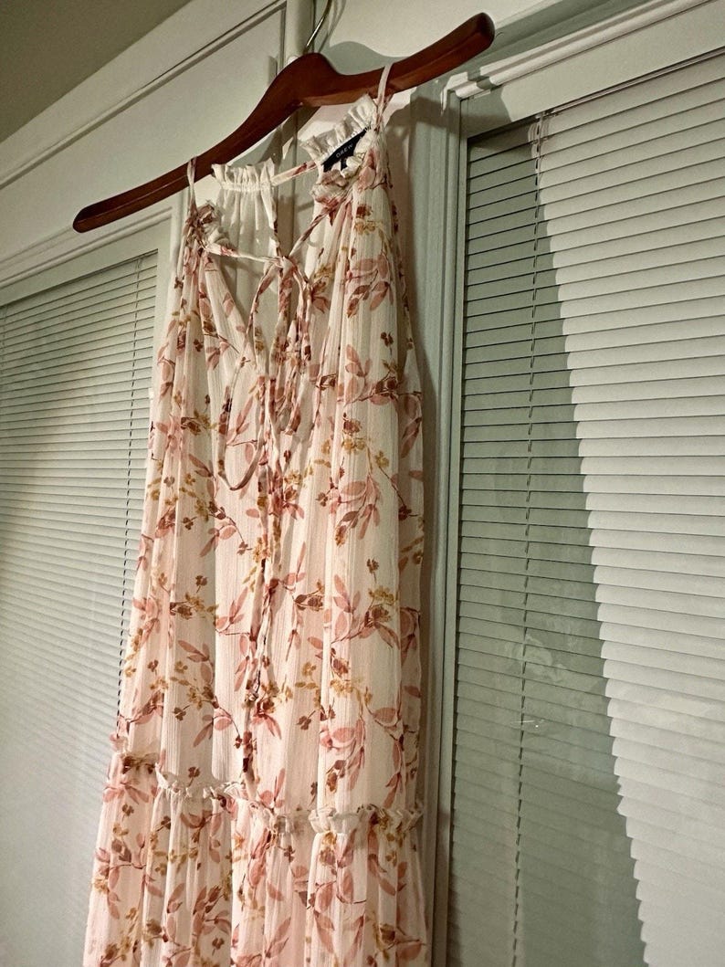 Anthropologie Drew Naomi Boho Rosa Ärmelloses Floral Maxi Kleid Gr. XS Bild 8