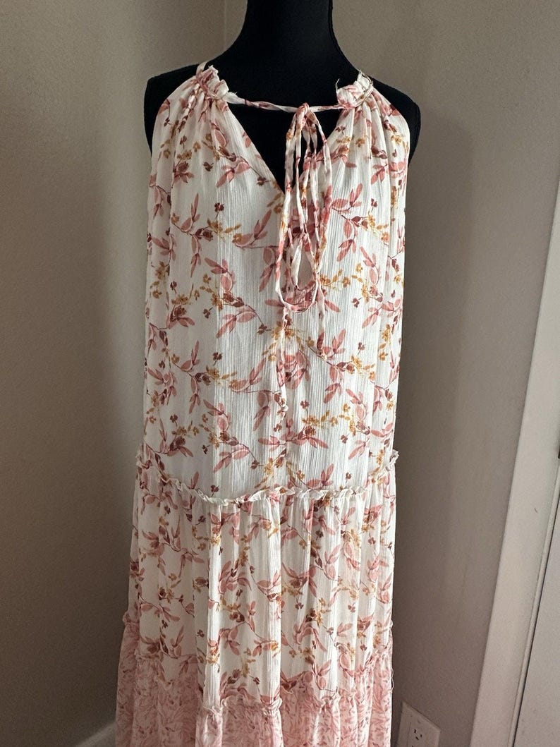 Anthropologie Drew Naomi Boho Rosa Ärmelloses Floral Maxi Kleid Gr. XS Bild 11