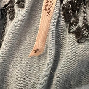 Free People Boho Embroidered Peasant Top Blue Stitching detail Draped Sleeve M image 9