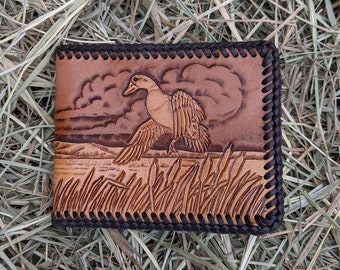Mens Bifold Wallet With Duck Hunting Scene
