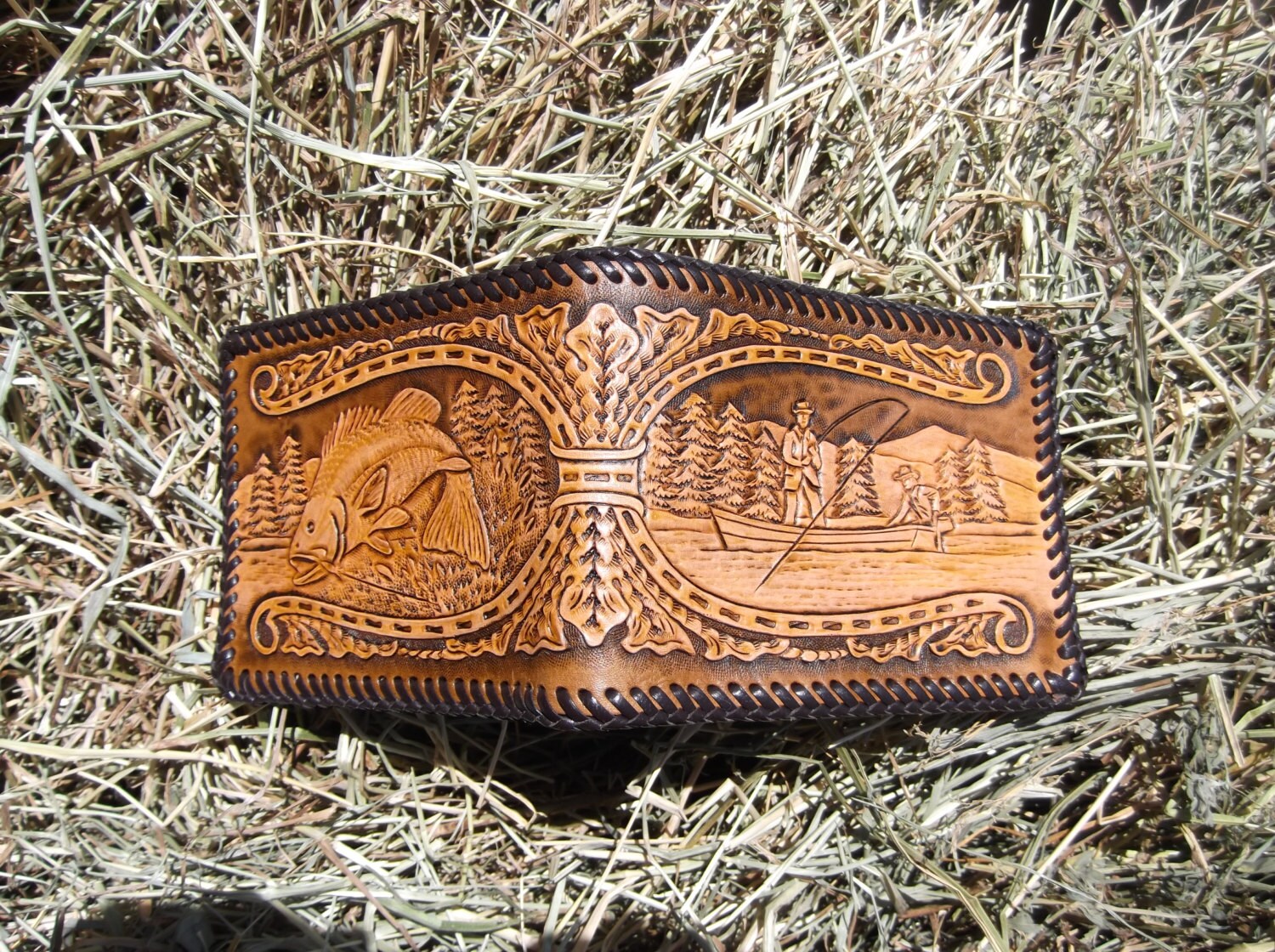 Men's Leather Wallet With Fishing Scenes - Etsy
