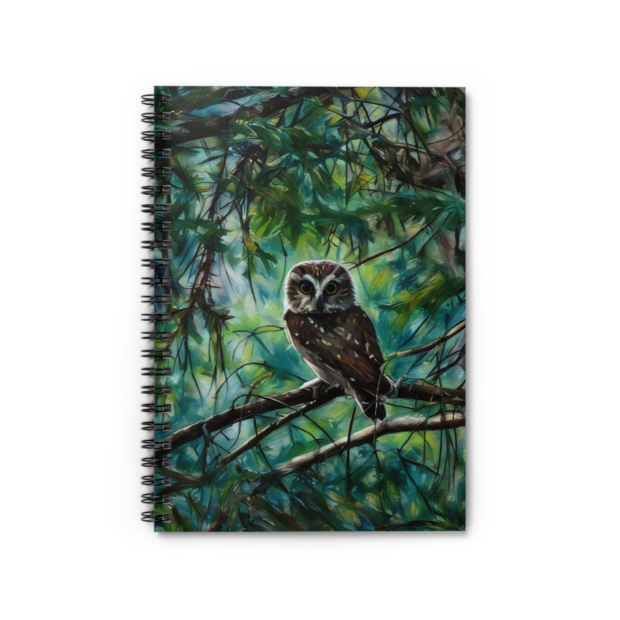 Saw Whet Owl Spiral Notebook - Ruled Line Writing Journal