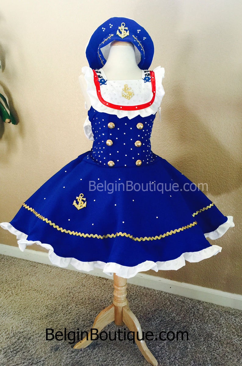 Pageant RWB Patriotic Sailor Glitz Patriotic Navy Dress OOC | Etsy