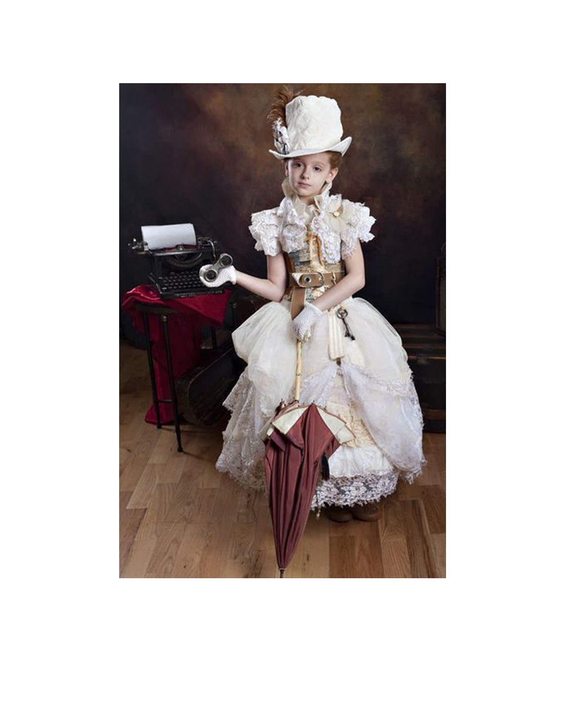 Italian Made Girls Victorian Steampunk Halloween Fancy Dress Costume Outfit 3-10 