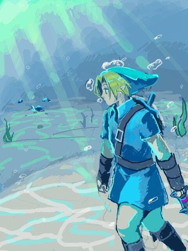 Cosplay Link Zelda blue water tunic ocarina of time Custom Etsy