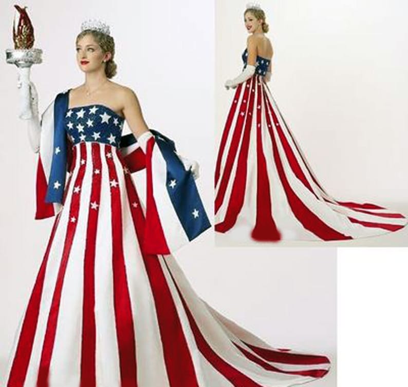 Pageant RWB Patriotic USA America Flag Dress Statue of Liberty Etsy