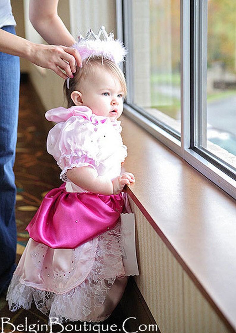 Pageant Pink baby miss America OOC Glitz Pink Princess Peach Costume Mario Brother Birthday pink wear National Wear custom 12m up to 10 yr
