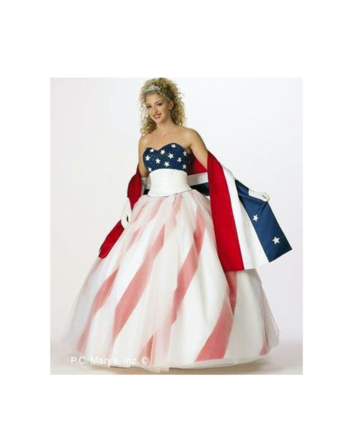 Pageant RWB American Flag Dress USA Flag Dress Patriotic Gown Etsy