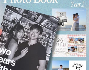 Couple Photo Book Canva Template | Year Two | Anniversary Gift for Him or Her | Personalized Scrapbook Album | Memory Book