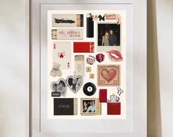 Plantilla de lienzo con diseño de caja de cerillas personalizada / Póster editable de caja de cerillas / Regalo de aniversario para novio o novia / Arte mural imprimible