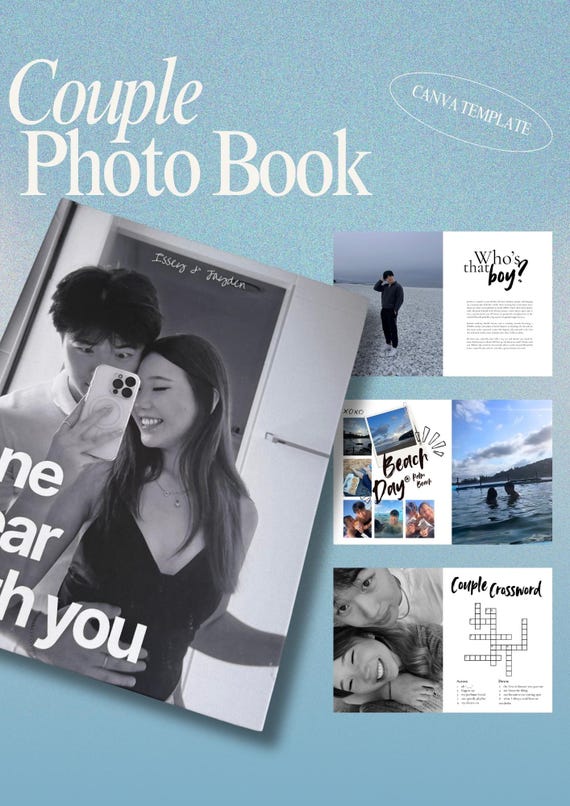 Couple Photo Book Canva Template | Anniversary Gift for Him or Her | Personalized Scrapbook Album | Wedding, Engagement & Romantic Keepsake