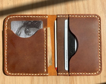 Personalized Handmade Leather Bifold Wallet – Slim Minimalist Card Holder | Custom Name Wallet Gift