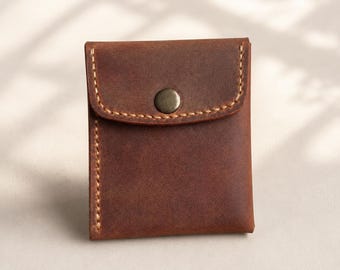 Handmade Minimalist Leather Wallet – Slim Card & Coin Holder