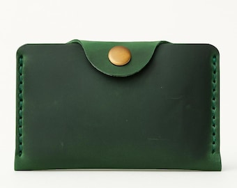 Cartera de cuero cosida a mano – Tarjetero minimalista y delgado, cartera unisex hecha a mano