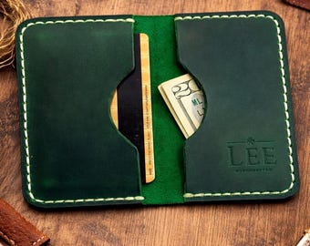 Handmade Leather Business Card Holder – Handcrafted Slim Wallet, Personalized Gift