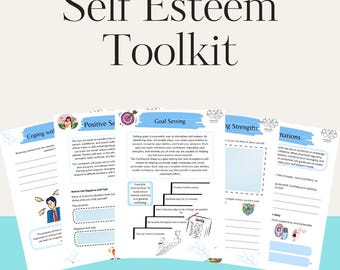 Hojas de trabajo imprimibles sobre autoestima / Kit de herramientas para la terapia de confianza y autoestima / Descarga en PDF sobre salud mental, amor propio y crecimiento personal