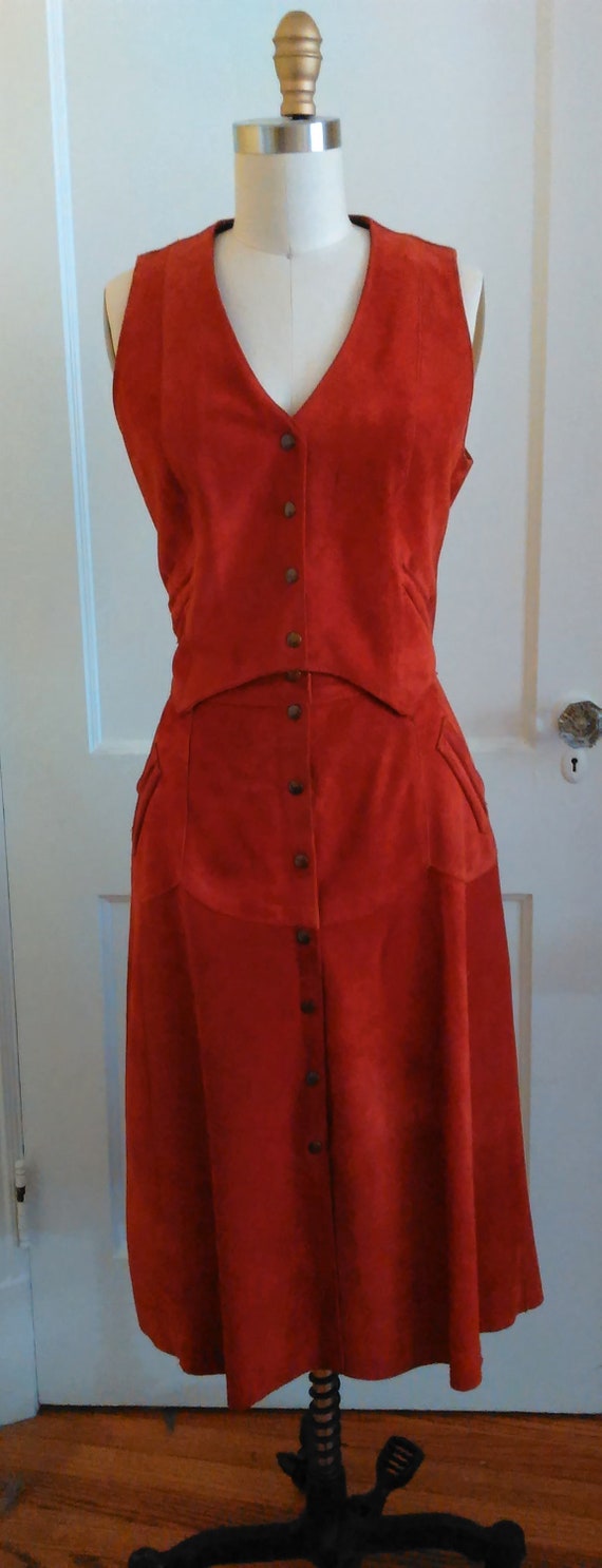 1970s Suede vest and skirt