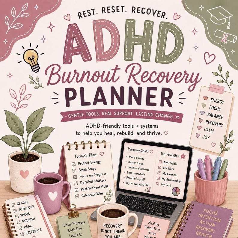 ADHD Burnout Recovery Planner | Printable Mental Health Planner ...