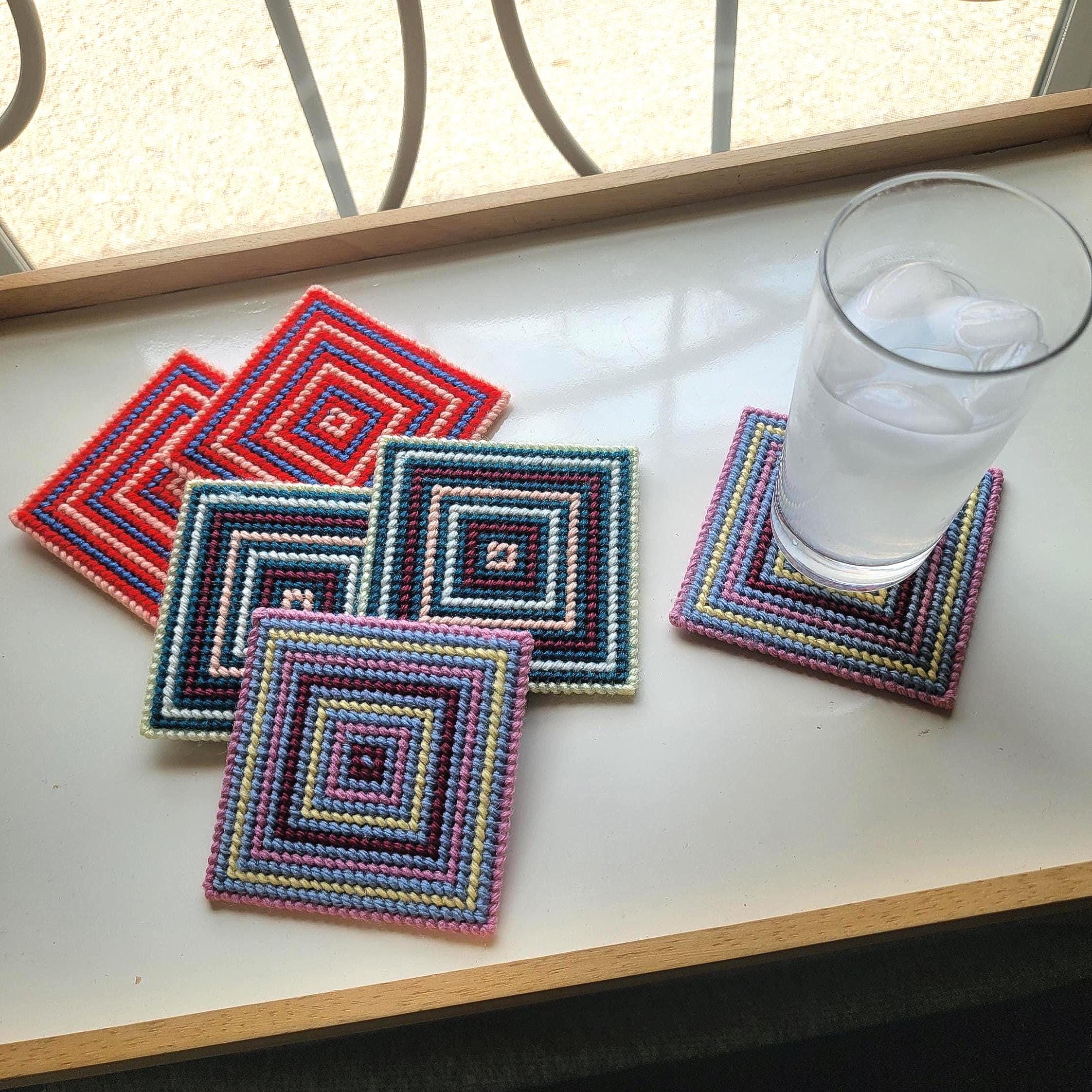 Frame Multiple Coasters Handmade Drink Coasters, Multi-colored Geometric Design, 4
