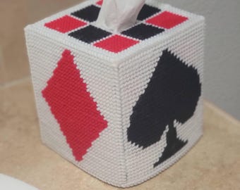 Funda para caja de pañuelos con diseño de palos de naipes