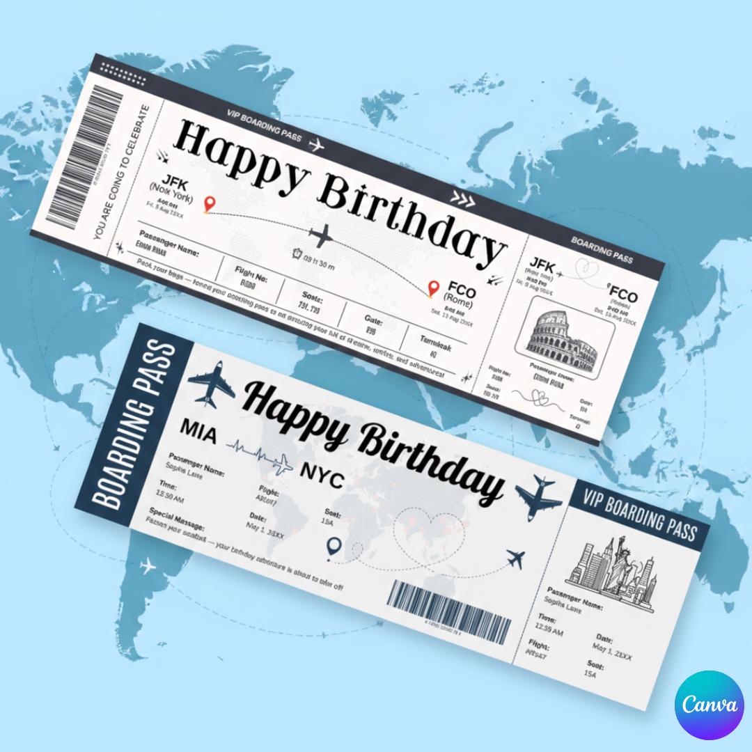 Editable Birthday Boarding Pass Template, Surprise Trip Ticket (canva ...