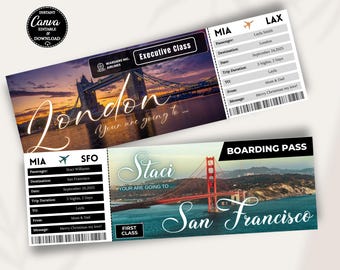 Editable Boarding Pass Template, Surprise Trip Ticket (Digital Download)