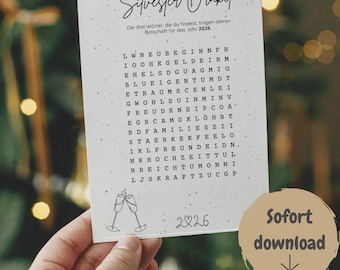 New Year's Eve Oracle 2026, New Year's Day, Printable Template, Word Scramble, Creative Year-Round Game, Digital Download, PDF, Word Search