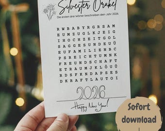 New Year's Eve Oracle 2026, New Year's Day, Party Favor, Word Scramble, Creative Year-Round Game, Digital Download, PDF, Word Search