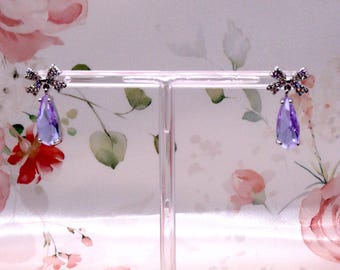 Art Deco Bride Earrings: Bridal Teardrop Lavender Jewelry