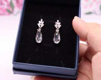 Art Deco Bride Earrings: Bridal Teardrop Crystal Jewelry