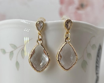 Art Deco Bride Earrings: Gold Crystal Bridal Wedding Jewelry