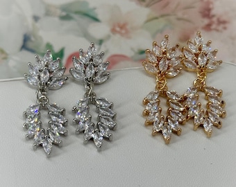 Crystal Bridal Drop Earrings: Gold & Silver Wedding Jewelry