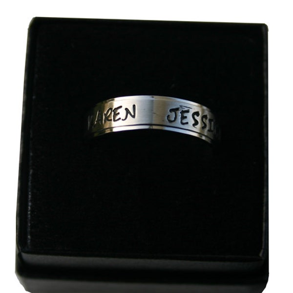 Custom Stamped Name/Family Ring - 6mm Stainless Steel Comfort Fit