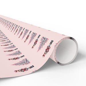 Pink Nutcracker Christmas Wrapping Paper - Watercolor Nutcracker Soldiers Xmas Trees Gift Wrap, Preppy Wrapping Paper Roll Pastel Presents image 3