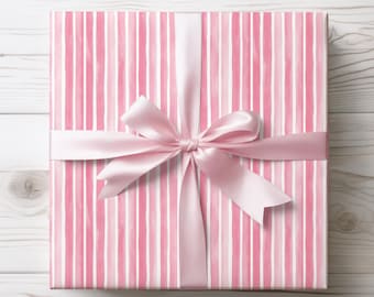 Inpakpapier met aquarel roze streep: preppy cadeauverpakking