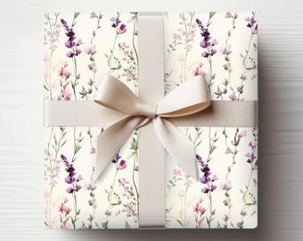 Watercolor Wildflower Wrapping Paper: Botanical Floral Gift Wrap