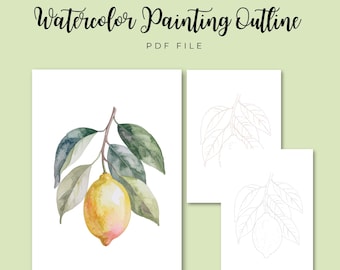 Watercolor Lemon Painting Outline (PDF)
