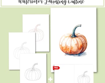 Pumpkin Watercolor Outline | Autumn Painting Practice (PDF)