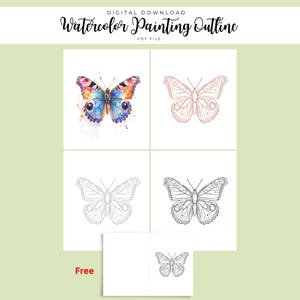 Kleurrijke vlinder aquarel schets | Insectenschilderij | Bonus DIY-kaartsjabloon | Pdf