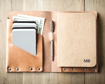 Leather Notebook Cover and Pen, Leather Travel Notes, Pocket Leather notebook, Large Leather Book Cover 024