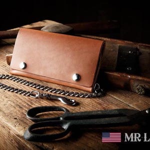 Leather Trucker Wallet, Mens Trucker wallet, Long Wallet, Bill Wallet 018