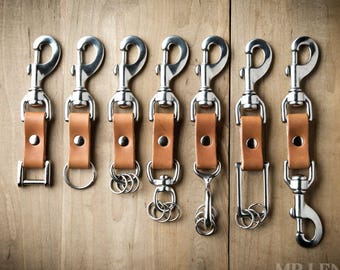 Leather Keychain, custom keychain, key fob, mini key clip, clip leather keychain, Personalized leather key fob  091