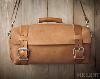 Leather Bag, Leather Work Bag, Leather Travel Bag, Men's Leather shoulder bag, Leather gear bag 240EX