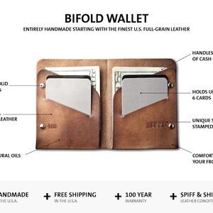 Men's Leather wallet, Men's Wallet, Leather Wallet, Minimal Leather Wallet, thin leather wallet 005 image 10