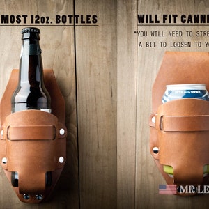 Leather Beer Holster, western holster, groomsmen gift, beer pouch 073 image 2