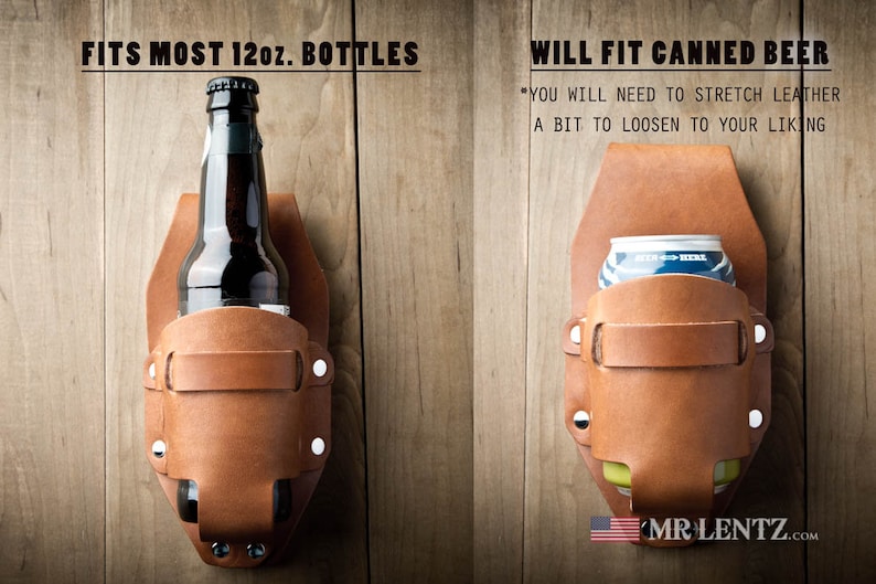 Leather Beer Holster, western holster, groomsmen gift, beer pouch 073 image 2