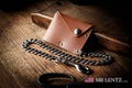 Leather Chain Wallet with snap, leather card wallet, men's wallet, thin chain wallet, simple snap wallet  handmade by Mr. Lentz