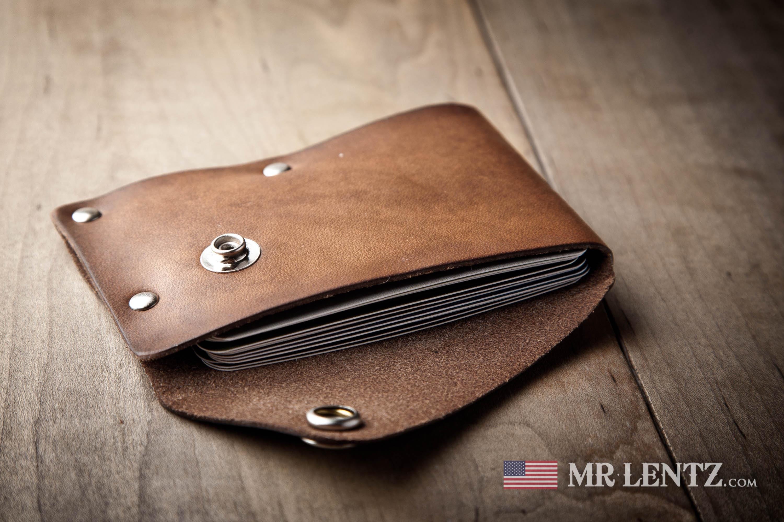 Leather Chain Wallet With Snap, Leather Card Wallet, Men's Wallet